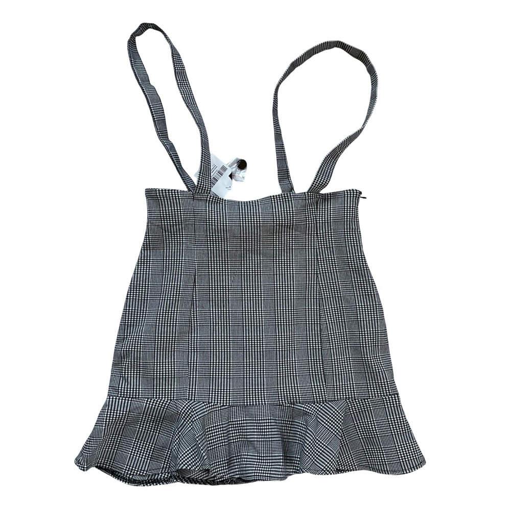 NWT Forever 21 Plaid Pinafore Suspender Skirt Ruffle Hem Overall Dark Academia M - Picture 5 of 10